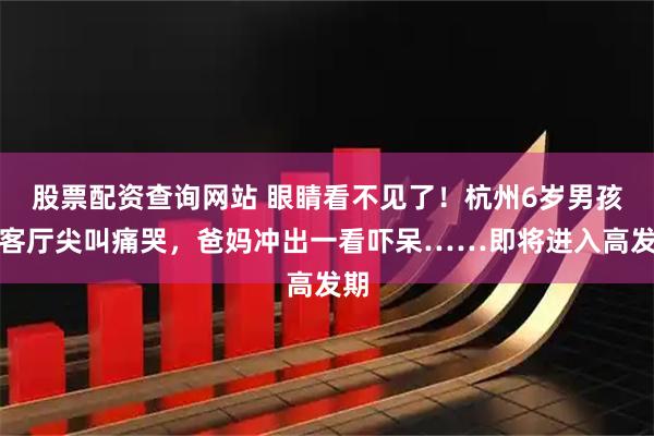 股票配资查询网站 眼睛看不见了！杭州6岁男孩在客厅尖叫痛哭，爸妈冲出一看吓呆……即将进入高发期
